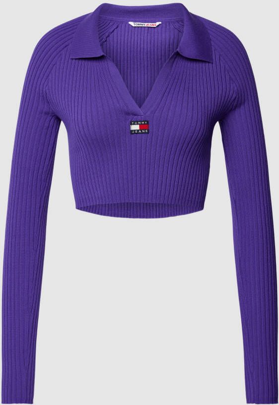 Tommy Jeans Paarse Laag Uitgesneden V-hals Gebreide Kleding voor Vrouwen Purple Dames