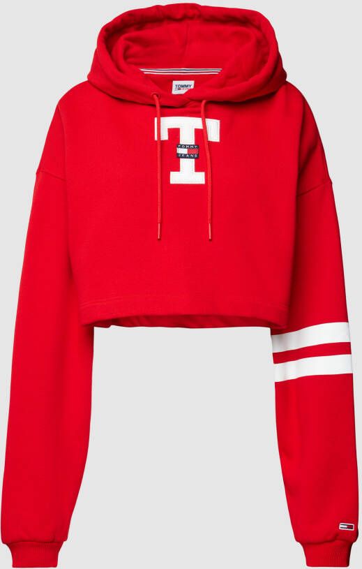 Tommy Jeans Korte hoodie met logobadge model 'LETTERMAN FLAG'