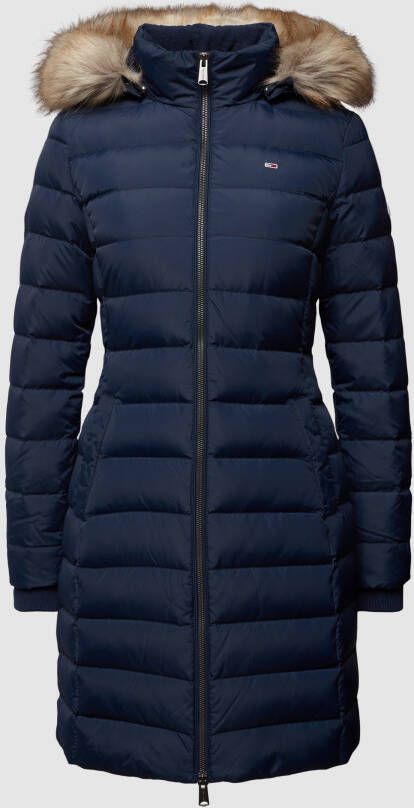 TOMMY JEANS Donsjas TJW ESSENTIAL HOODED DOWN COAT met afneembaar imitatiebont aan de capuchon