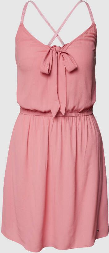 Tommy Hilfiger Roze Uitlopende Mini Jurk met Strik Pink Dames