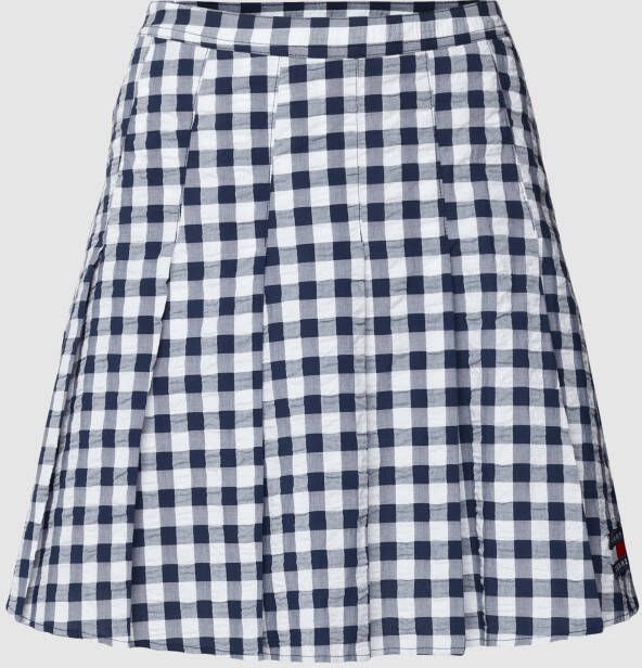 Tommy Jeans geruite rok met biologisch katoen donkerblauw wit