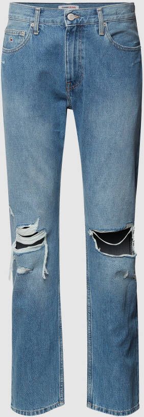 Tommy Jeans Relaxed straight fit jeans met destroyed-effecten model 'Ethan'