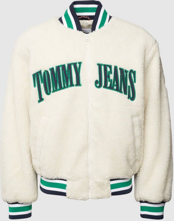 Tommy Jeans Sherpa jacket met labelstitching model 'COLLEGIATE'