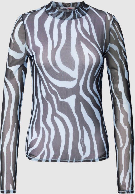 Tommy Jeans Shirt met lange mouwen en dierenprint model 'ZEBRA'