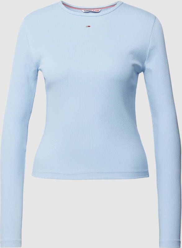 TOMMY JEANS Shirt met lange mouwen TJW BBY ESSENTIAL RIB LS met merklabel borduursel
