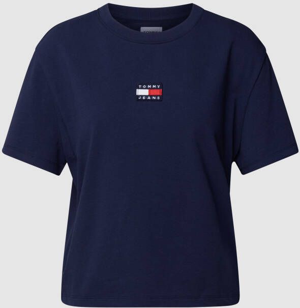 TOMMY JEANS Shirt met ronde hals TJW Tommy Center Badge Tee met klein opgestikt -logo