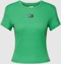 Tommy Jeans Groene T-shirt Tjw Bby Rib Xs Badge - Thumbnail 3