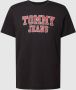 Tommy Hilfiger Zwart Katoenen V-hals T-shirt Geborduurd Logo Black Heren - Thumbnail 3