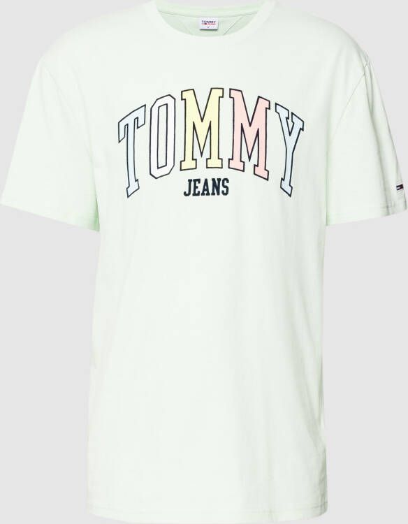 Tommy Jeans T-shirt van puur katoen met labelprint model 'COLLEGE POP'