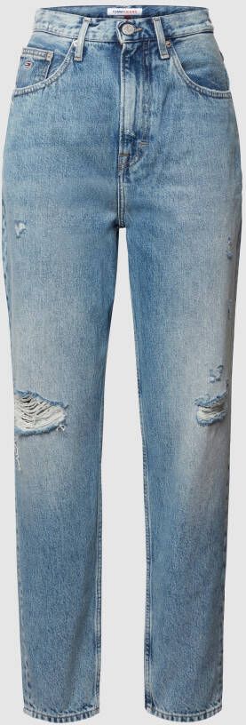 Tommy Jeans Tapered fit jeans met destroyed-effecten model 'Mom'