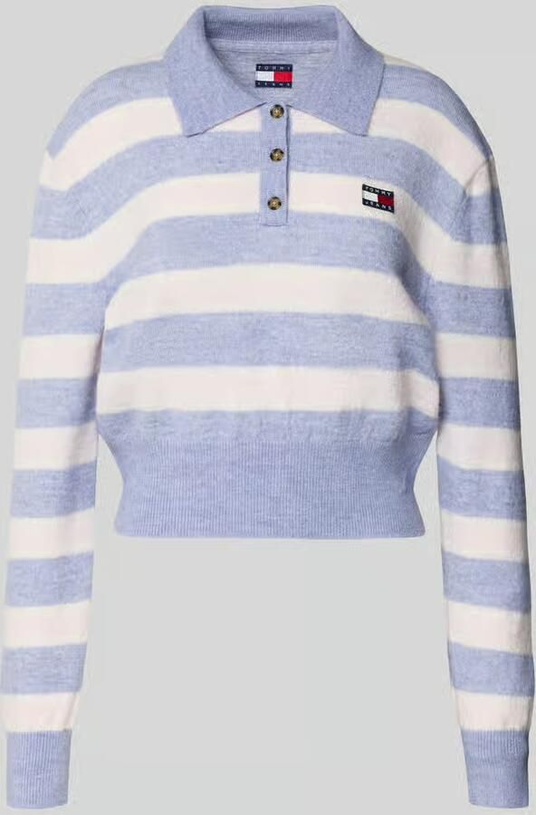 Tommy Jeans Kort gebreid poloshirt met alpacawol model 'TJW FLUFFY POLO SWEATER'