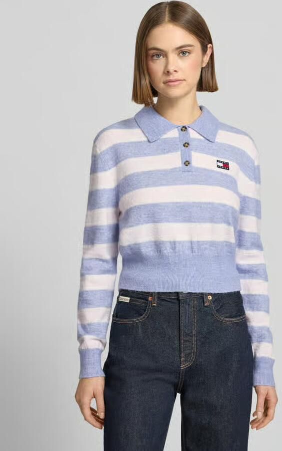 Tommy Jeans Kort knitwear-poloshirt met mix van alpaca en wol model 'TJW FLUFFY POLO SWEATER' - Foto 4