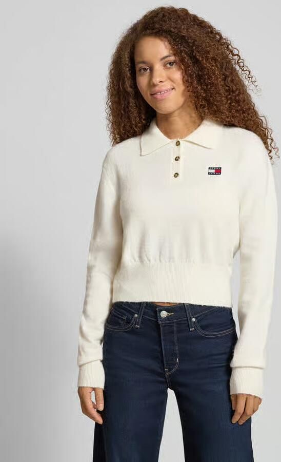 Tommy Jeans Kort knitwear-poloshirt met mix van alpaca en wol model 'TJW FLUFFY POLO SWEATER' - Foto 2