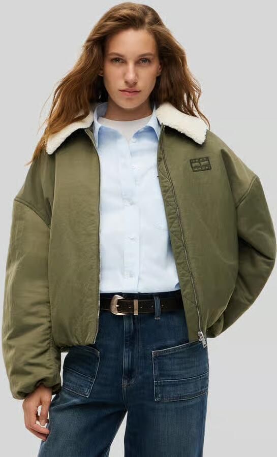 TOMMY JEANS Dames Jassen Tjw Fur Collar Utility Bomber Groen - Foto 6