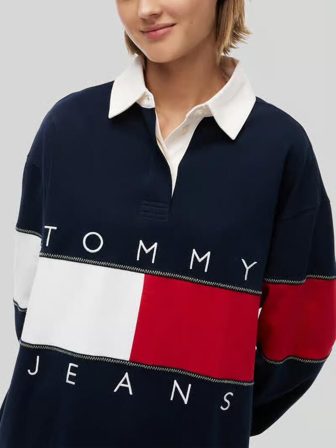 Tommy Jeans Oversize rugbyshirt van puur katoen met logoprint - Foto 3