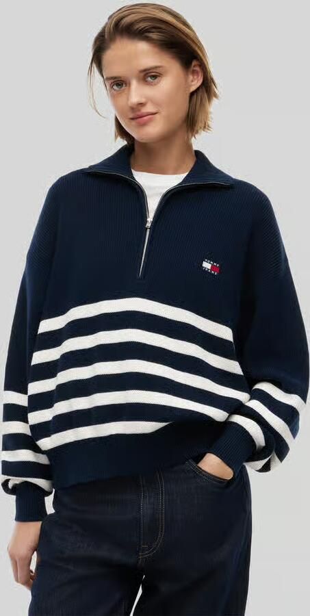 TOMMY JEANS Dames Truien & Vesten Tjw Stripe Quarter Zip Sweater Donkerblauw - Foto 5