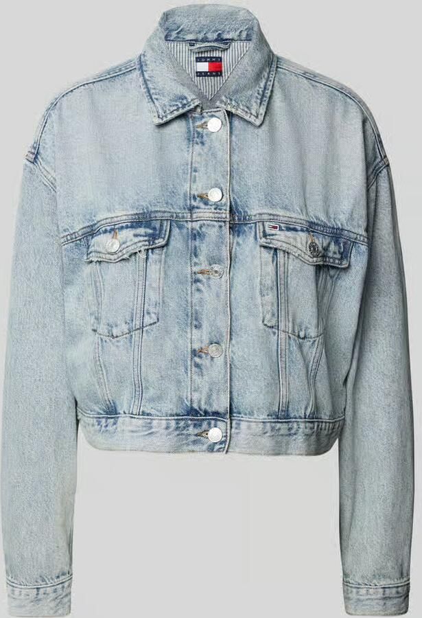 TOMMY JEANS jack OVSZ CROP TRUCKER JACKET BI6012 met korte snit in blauwe was met borstzakken - Foto 5