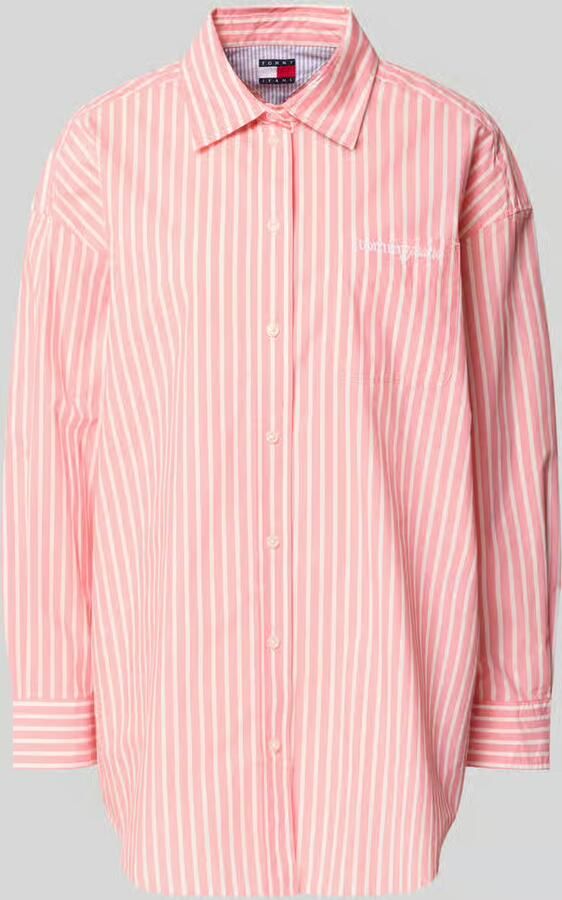 Tommy Jeans Oversized overhemdblouse van katoenmix