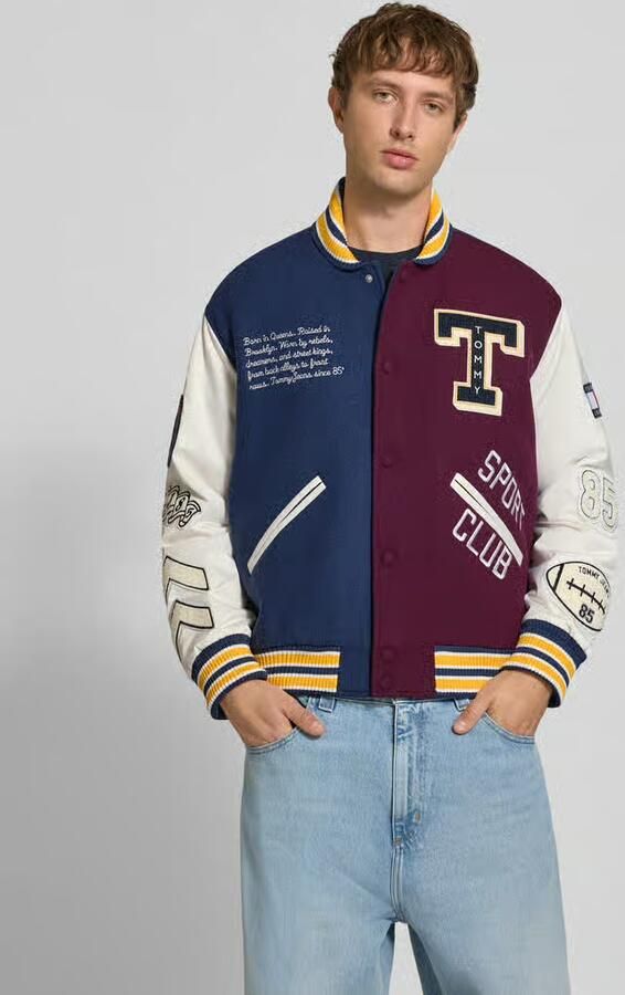 Tommy Jeans Regular fit bomberjack van wolmix model 'LETTERMAN' - Foto 3