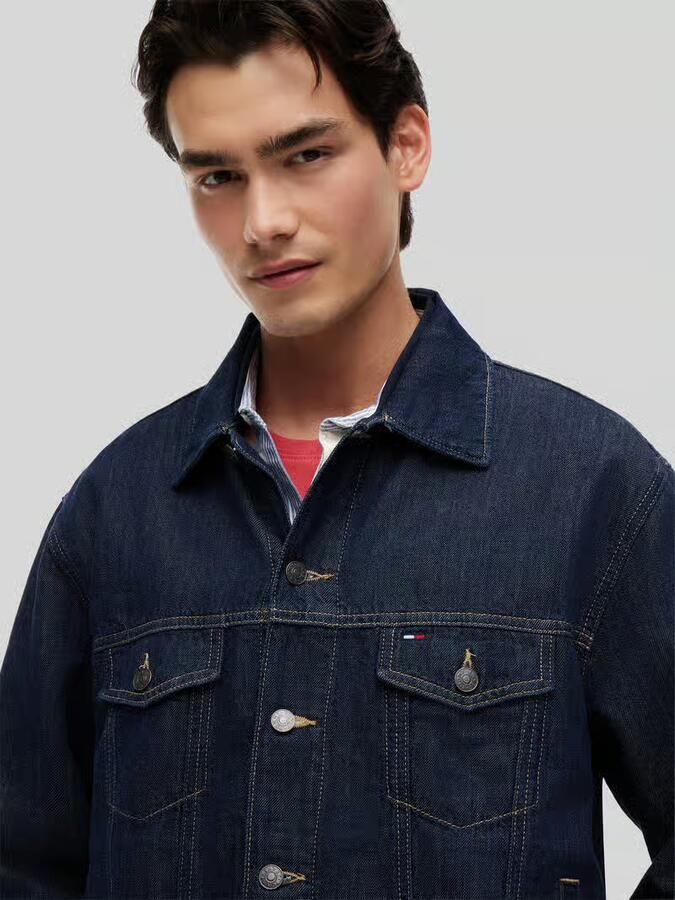 Tommy Jeans regular fit jeansjack van mix van katoen en linnen