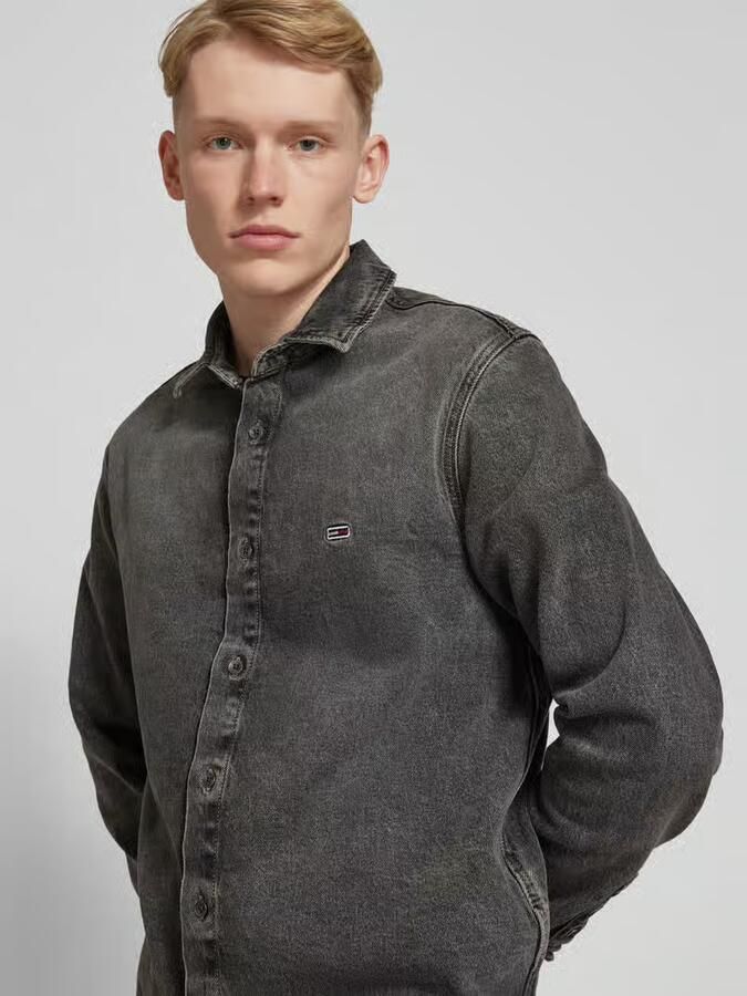 Tommy Jeans Regular fit jeansoverhemd van viscose met logostitching