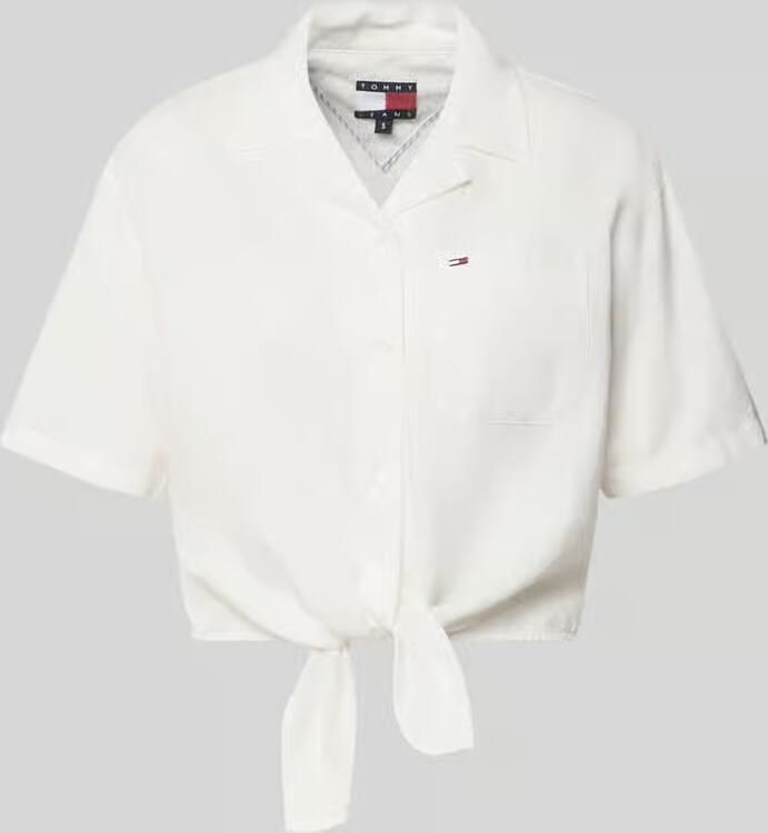 Tommy Jeans regular fit linnen blouse van mix van linnen met strikdetail - Foto 6