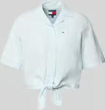 Tommy Jeans regular fit linnen blouse van mix van linnen met strikdetail - Foto 9