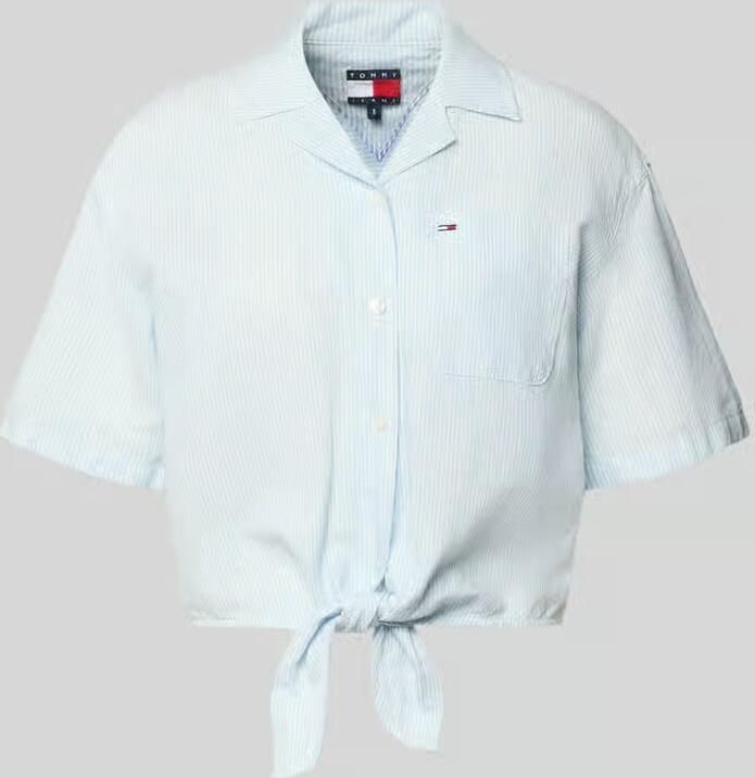 Tommy Jeans regular fit linnen blouse van mix van linnen met strikdetail - Foto 8