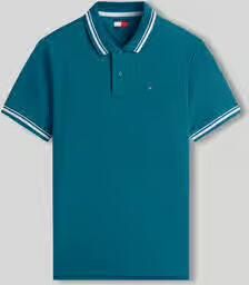 Tommy Jeans regular fit polo met geribde boorden groen - Foto 5