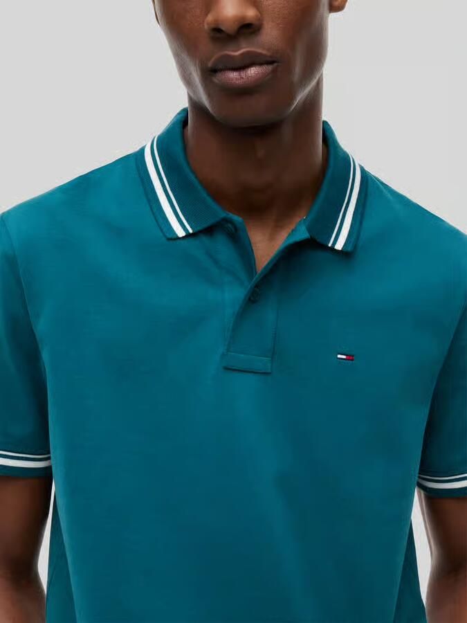 Tommy Jeans regular fit polo met geribde boorden groen - Foto 4