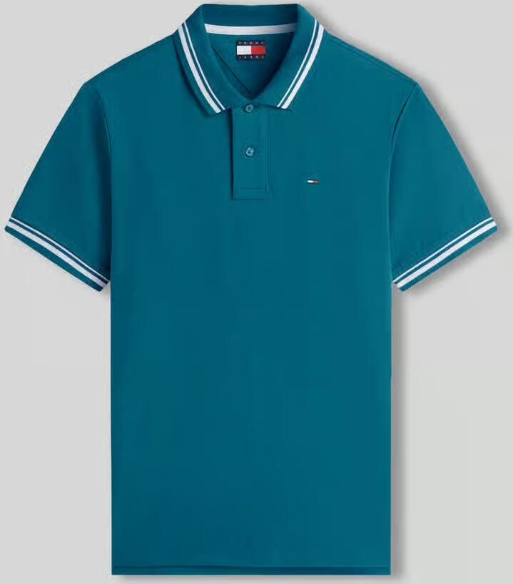 Tommy Jeans regular fit polo met geribde boorden groen - Foto 5