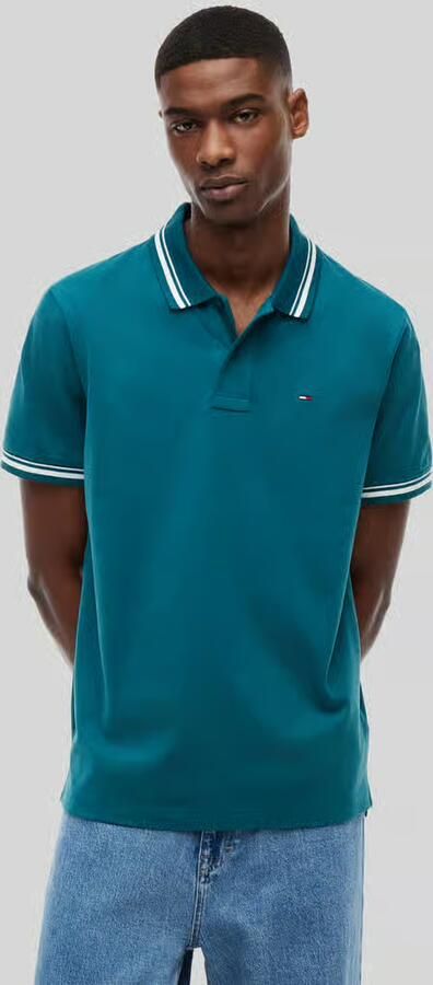 Tommy Jeans regular fit polo met geribde boorden groen - Foto 7