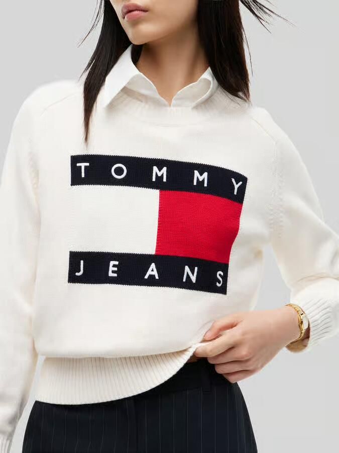 Tommy Jeans Regular fit pullover van mix van katoen en wol