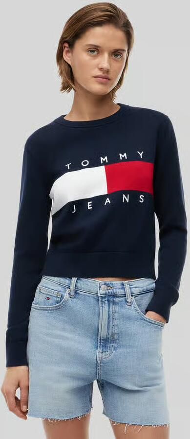 TOMMY JEANS Dames Truien & Vesten Tjw Flag Crew Neck Sweater Ext Donkerblauw - Foto 5