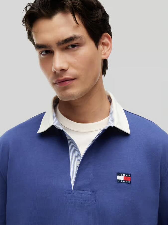 TOMMY JEANS Heren Polo's & T-shirts Tjm Rlx Ess Badge Rugby Ext Blauw - Foto 4