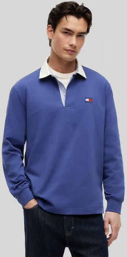 TOMMY JEANS Heren Polo's & T-shirts Tjm Rlx Ess Badge Rugby Ext Blauw - Foto 6