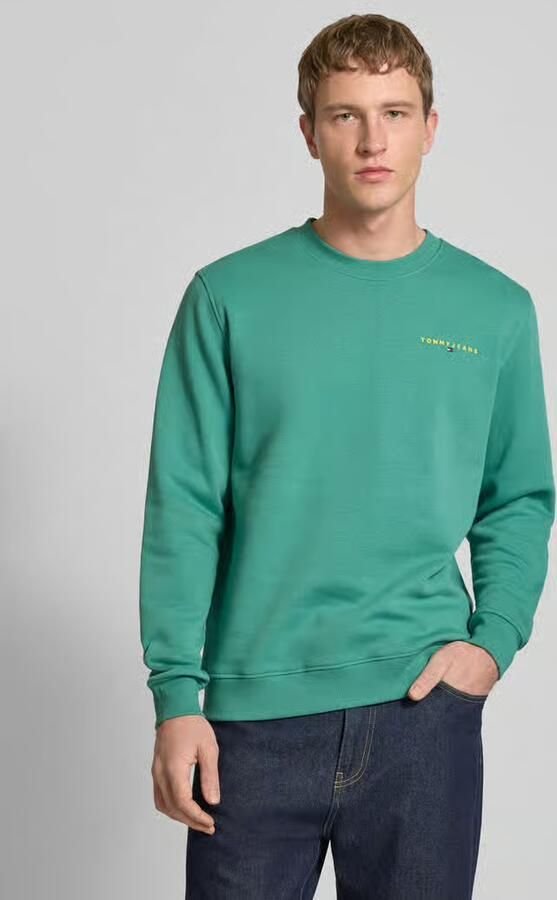 Tommy Jeans Regular Fit sweatshirt van katoenmix model 'LINEAR CREW' - Foto 3
