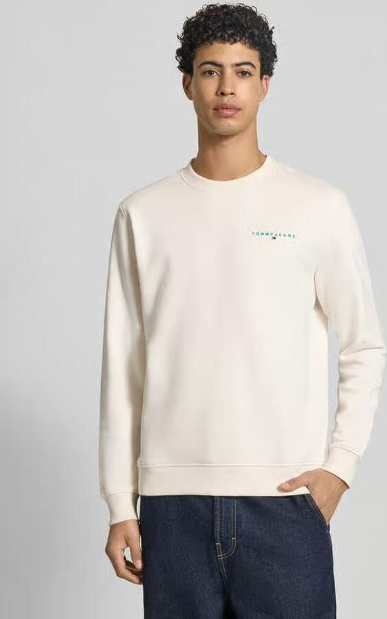 Tommy Jeans Regular Fit sweatshirt van katoenmix model 'LINEAR CREW' - Foto 4