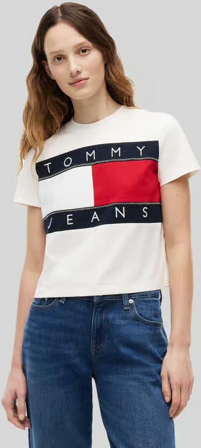 TOMMY JEANS Dames Tops & T-shirts Tjw Reg Flag Ss Tee Ext Wit - Foto 10