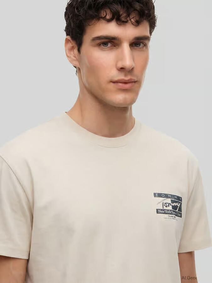TOMMY JEANS Heren Polo's & T-shirts Tjm Reg Sign Flag Ss Tee Ext Beige - Foto 5