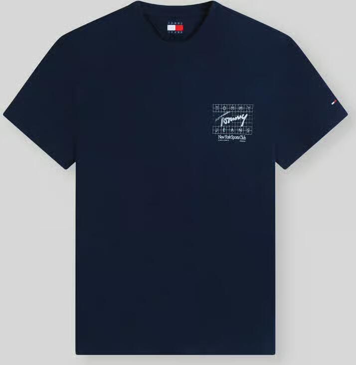 TOMMY JEANS Heren Polo's & T-shirts Tjm Reg Sign Flag Ss Tee Ext Donkerblauw - Foto 8