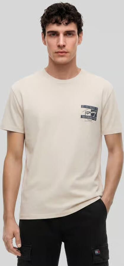 TOMMY JEANS Heren Polo's & T-shirts Tjm Reg Sign Flag Ss Tee Ext Beige - Foto 6