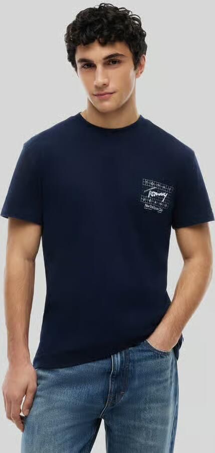 TOMMY JEANS Heren Polo's & T-shirts Tjm Reg Sign Flag Ss Tee Ext Donkerblauw - Foto 8
