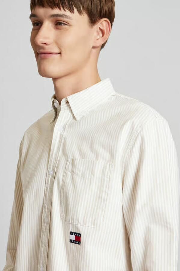 Tommy Jeans Regular fit vrijetijdsoverhemd met labelstitching model 'OXFORD'