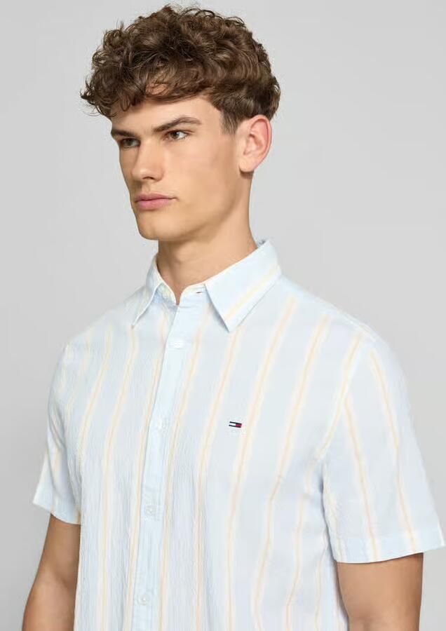 TOMMY JEANS Heren Overhemden Tjm Reg Seersuckr Ptrn Shirt Ext Lichtblauw - Foto 5