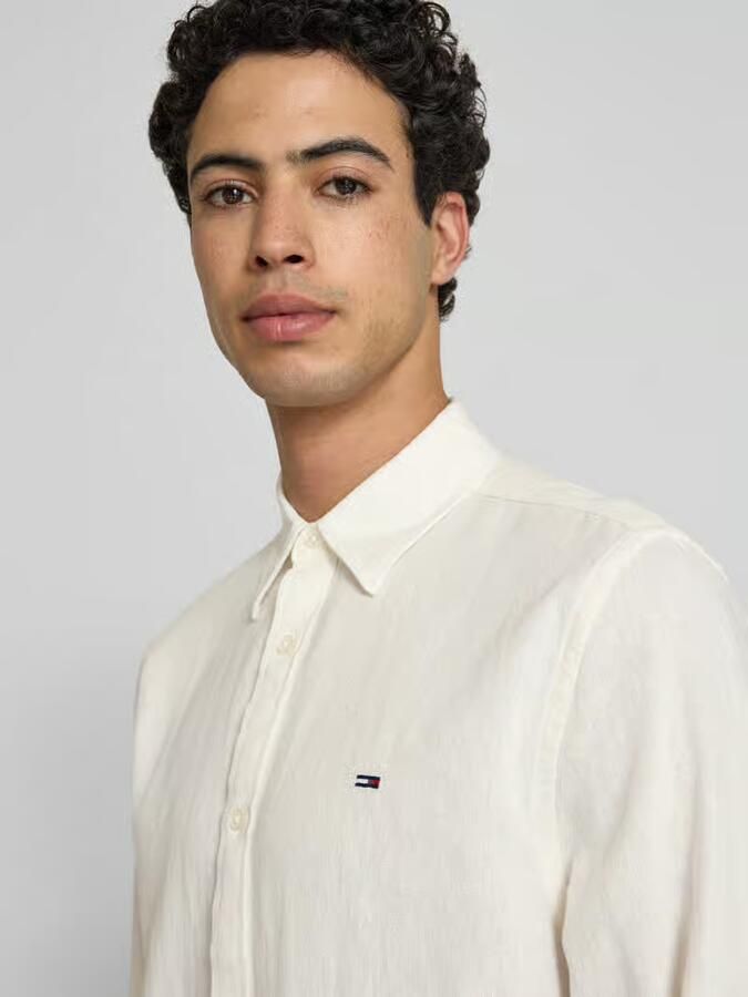 Tommy Jeans regular fit vrijetijdsoverhemd van mix van katoen en linnen