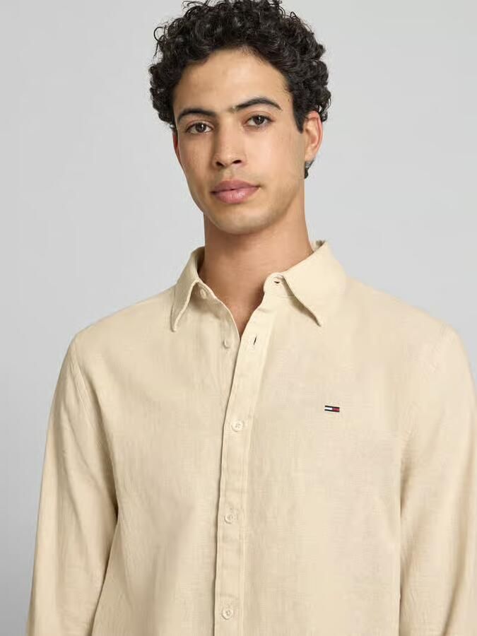 Tommy Jeans regular fit vrijetijdsoverhemd van mix van katoen en linnen - Foto 7