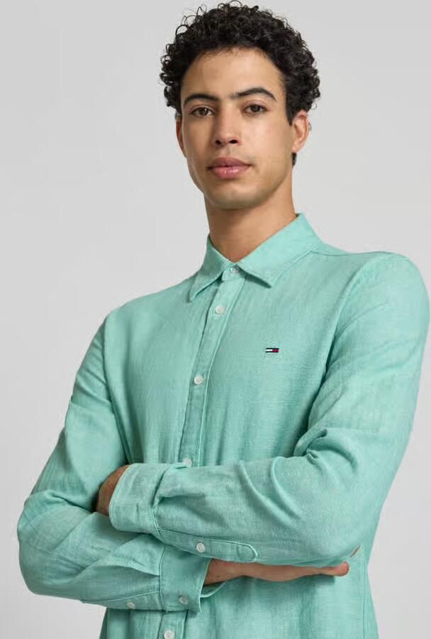 Tommy Jeans regular fit vrijetijdsoverhemd van mix van katoen en linnen
