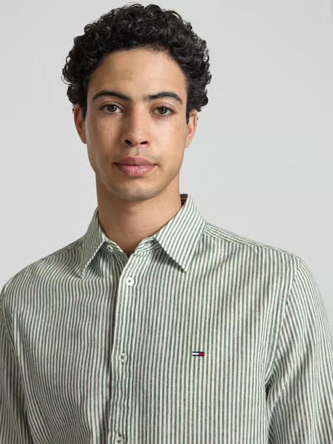 Tommy Jeans regular fit vrijetijdsoverhemd van mix van katoen en linnen