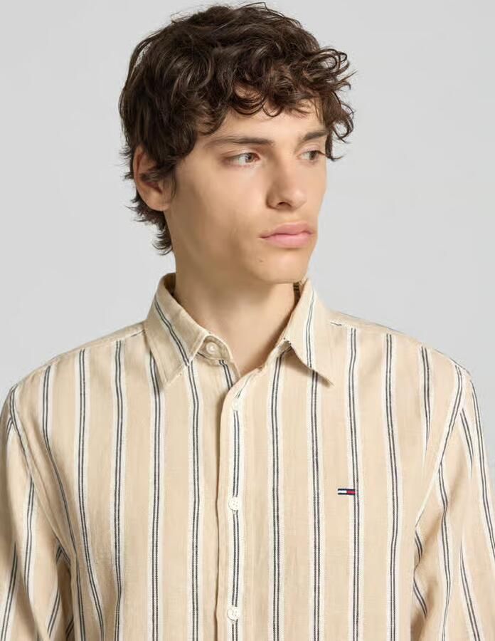 Tommy Jeans regular fit vrijetijdsoverhemd van mix van katoen en linnen - Foto 5